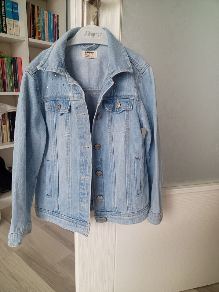 Mavi Düğmeli Kız Denim Ceket - Görsel 4