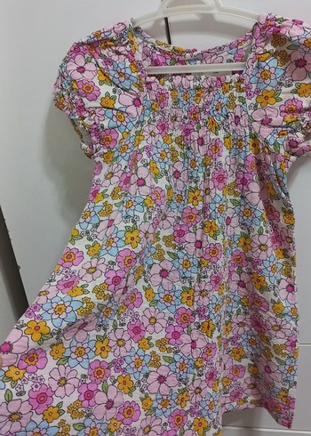 4 Yaş Beden pembe Renk Kız Çocuk Pembe Fiyonklu Kolsuz Elbise