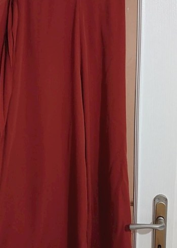 m Beden Kiremit Renk Pileli Uzun Pantolon Etek