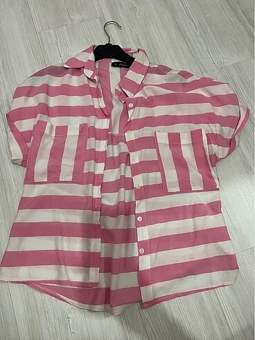 coquette pembe çizgili gömlek