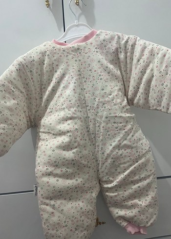 1 Yaş Beden Bebek Kız Beyaz Tulum, Düğmeli, Bisiklet Yaka
