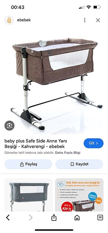 E bebek baby plus Side beşik