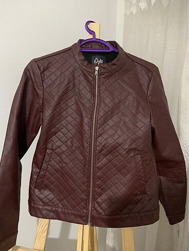 Cherry red deri ceket