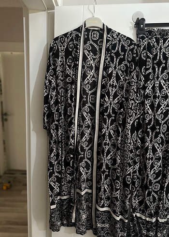 Bohem Siyah Uzun Kimono Takım - Görsel 2