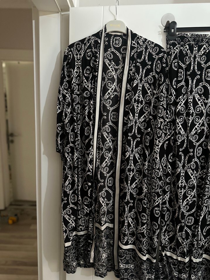 Bohem Siyah Uzun Kimono Takım - Görsel 2