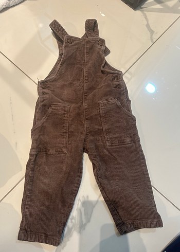 Çocuk Kahverengi Bol Kesim Askılı Kadife Tulum - Görsel 2