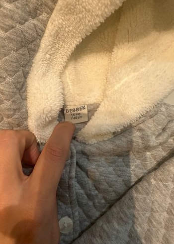 Gri Kapüşonlu Kürk Detaylı Mont - Görsel 2