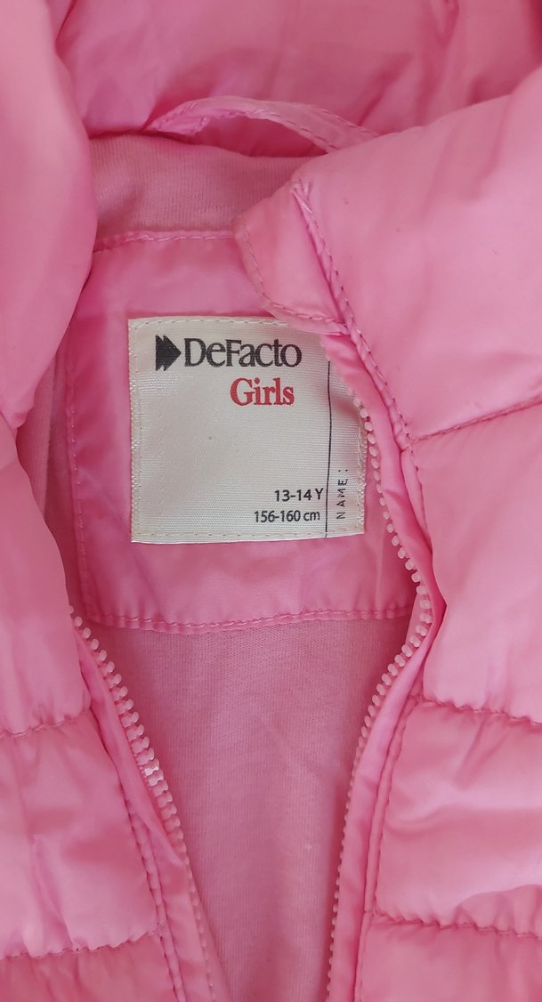 Kız Çocuk Pembe Kapüşonlu Fermuarlı Yelek - Görsel 2