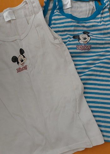 Çocuk Baskılı Atlet - Beyaz ve Mavi Çizgili - Görsel 3