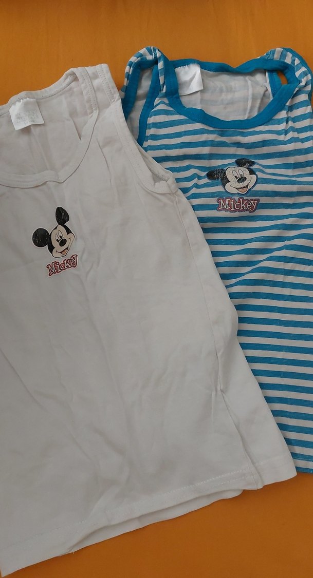 Çocuk Baskılı Atlet - Beyaz ve Mavi Çizgili - Görsel 3