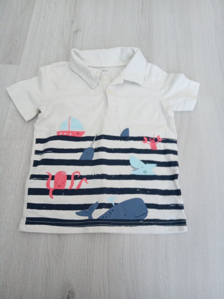 Erkek Çocuk Beyaz Baskılı Polo Tişört - Görsel 3