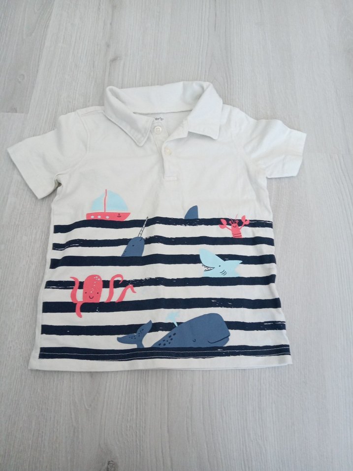 Erkek Çocuk Beyaz Baskılı Polo Tişört - Görsel 2