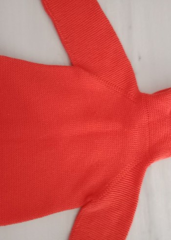 Turuncu Kapüşonlu Örgü Hamile Hırka - Görsel 8