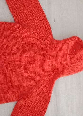 Turuncu Kapüşonlu Örgü Hamile Hırka - Görsel 9