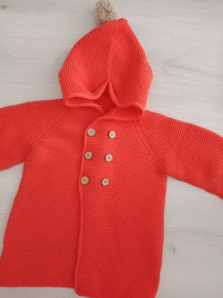 Turuncu Kapüşonlu Örgü Hamile Hırka - Görsel 3