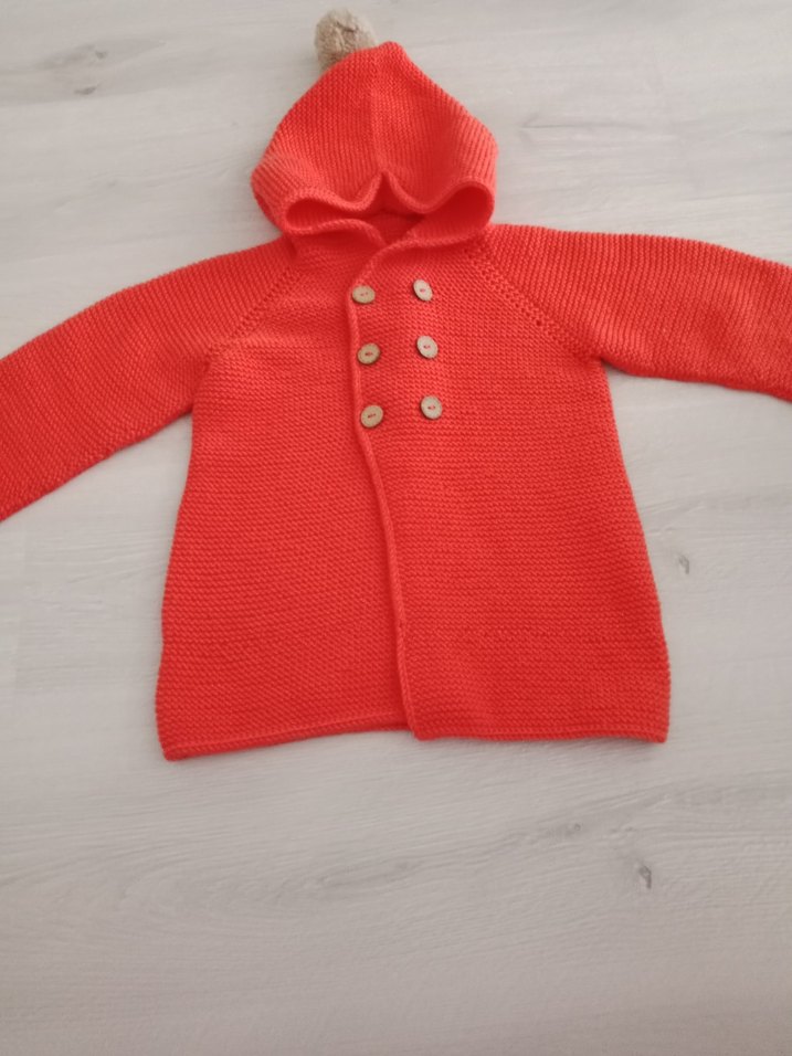 Turuncu Kapüşonlu Örgü Hamile Hırka - Görsel 4