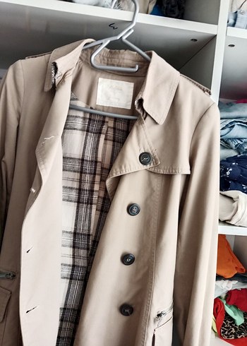 Bej Düğmeli Midi Kadın Trençkot - Görsel 10