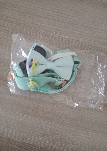 Turkuaz Baskılı Plastik Papyon - Sokak Stili - Görsel 3