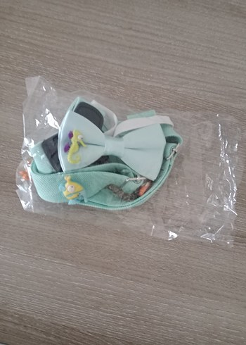 Turkuaz Baskılı Plastik Papyon - Sokak Stili - Görsel 2