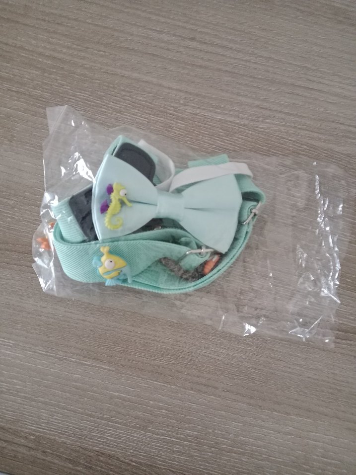 Turkuaz Baskılı Plastik Papyon - Sokak Stili - Görsel 3