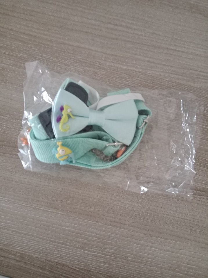 Turkuaz Baskılı Plastik Papyon - Sokak Stili - Görsel 2