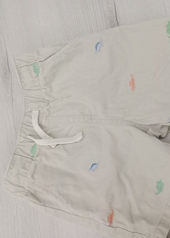 Nakışlı Beyaz Erkek Keten Şort - Görsel 2