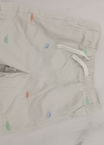 Nakışlı Beyaz Erkek Keten Şort - Görsel 4