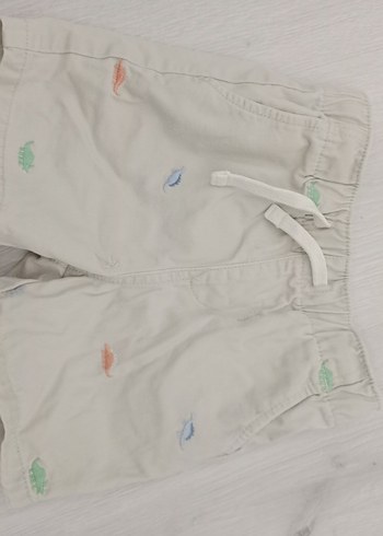 Nakışlı Beyaz Erkek Keten Şort - Görsel 7