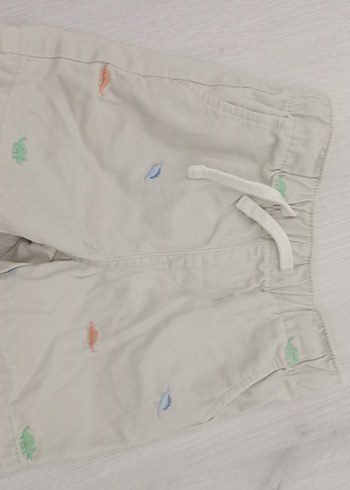 Nakışlı Beyaz Erkek Keten Şort - Görsel 8