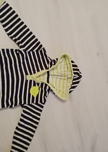 Kapşonlu Çizgili Bebek Tulum - Görsel 4