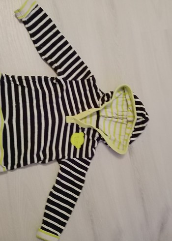 Kapşonlu Çizgili Bebek Tulum - Görsel 5