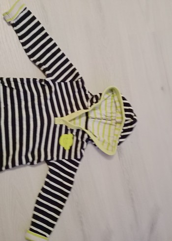 Kapşonlu Çizgili Bebek Tulum - Görsel 6