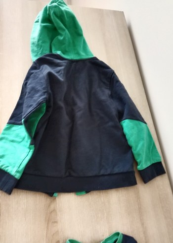 Erkek Çocuk Fermuarlı Yeşil Sweatshirt - Görsel 7