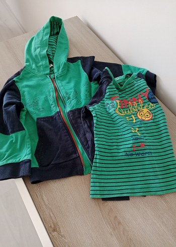 Erkek Çocuk Fermuarlı Yeşil Sweatshirt - Görsel 2