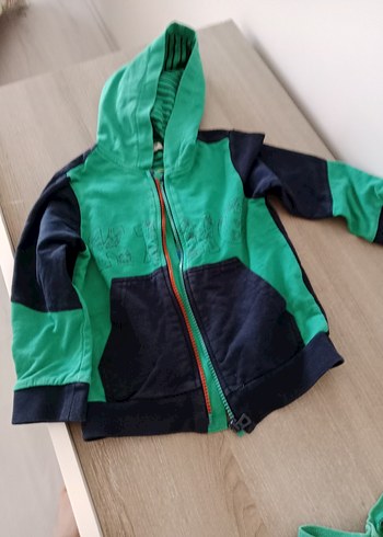 Erkek Çocuk Fermuarlı Yeşil Sweatshirt - Görsel 3