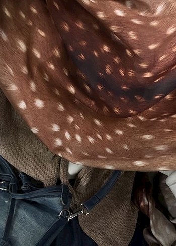 Kahverengi İpek Görünümlü Kadın Şal - Görsel 3