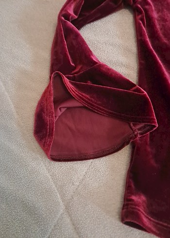 9 Yaş Beden Bordo çocuk dadife Uzun Kollu Tişört