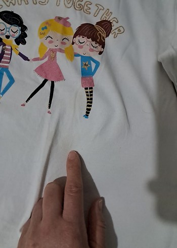 Beyaz Baskılı Uzun Kollu Kız Tişörtü ve tayt - Görsel 8