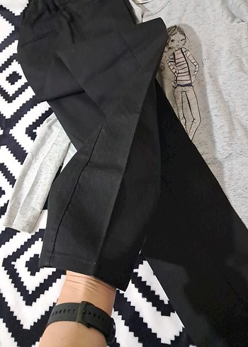 Kız Çocuk Gri Uzun Kollu Örme Tişört ve keten pantolon - Görsel 6