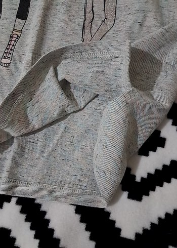 Kız Çocuk Gri Uzun Kollu Örme Tişört ve keten pantolon - Görsel 5