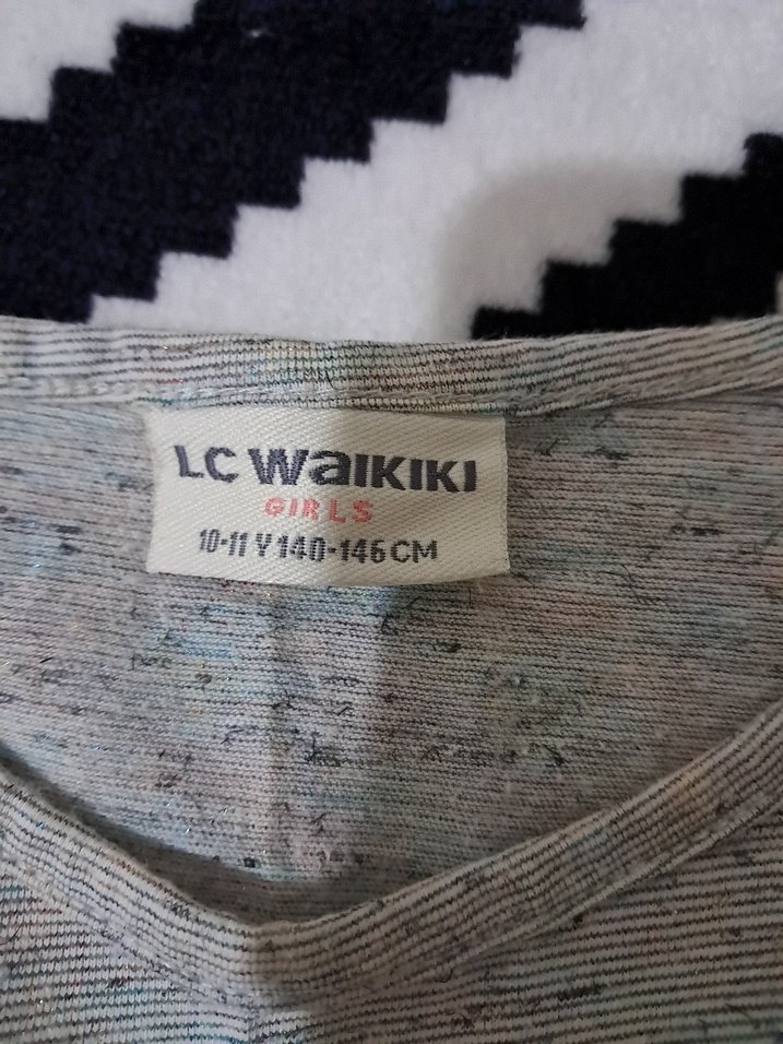 Kız Çocuk Gri Uzun Kollu Örme Tişört ve keten pantolon - Görsel 4