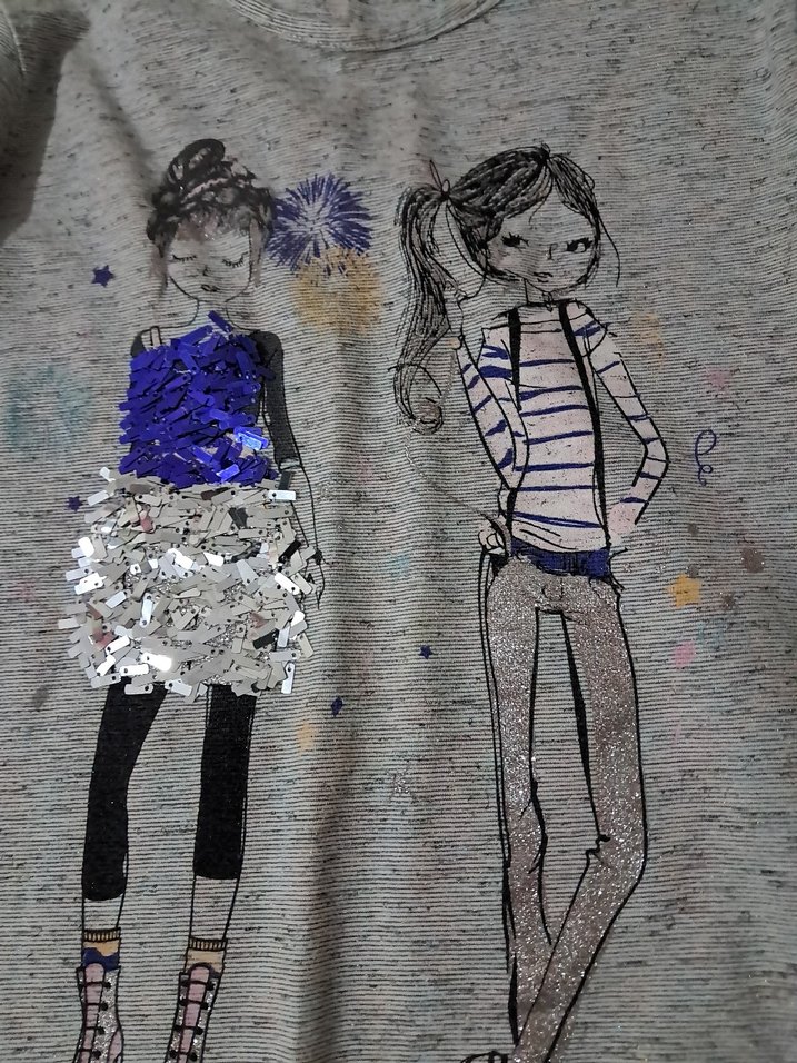 Kız Çocuk Gri Uzun Kollu Örme Tişört ve keten pantolon - Görsel 3