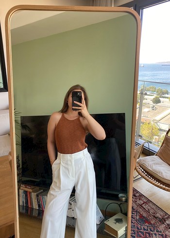 Kahverengi Triko Kolsuz Kadın Siblız - Görsel 2