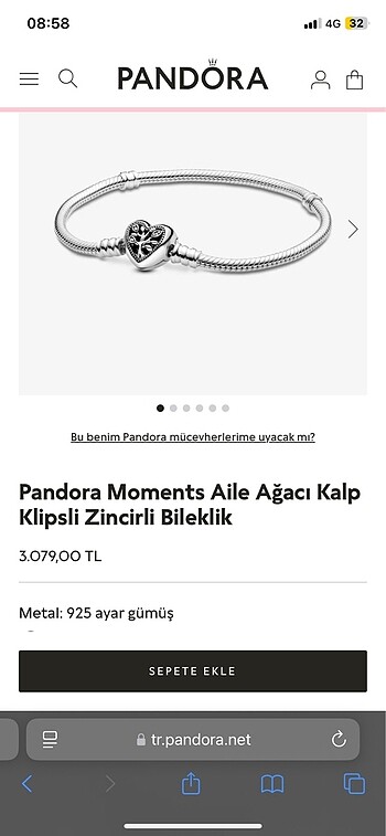 Beden beyaz Renk Pandora aile ağacı kalp klipsli bileklik