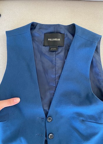 Düğmeli Mavi V Yakalı Takım - Görsel 4