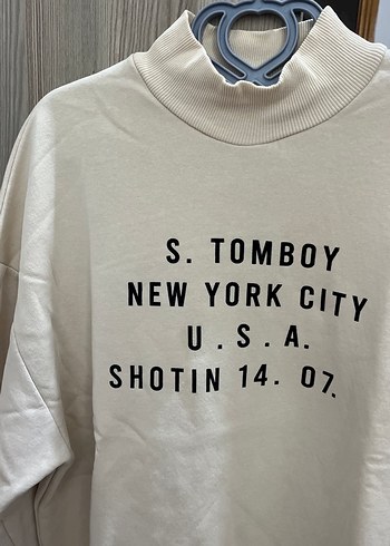 diğer Beden Bej Baskılı Kadın Sweatshirt