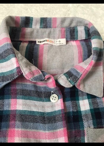 Kız çocuk Gri Kareli Uzun Kollu Gömlek - Görsel 2