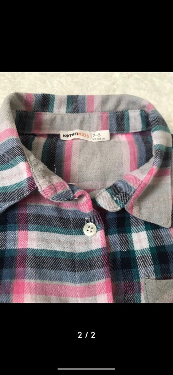 Kız çocuk Gri Kareli Uzun Kollu Gömlek - Görsel 2