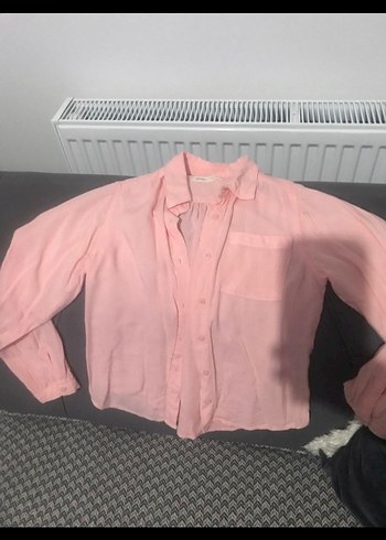 Düğmeli Pembe Kız Çocuk Gömlek - Görsel 3