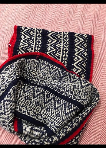 Çocuk Bohem Nakışlı Örgü Bere ve Atkı Seti - Görsel 2